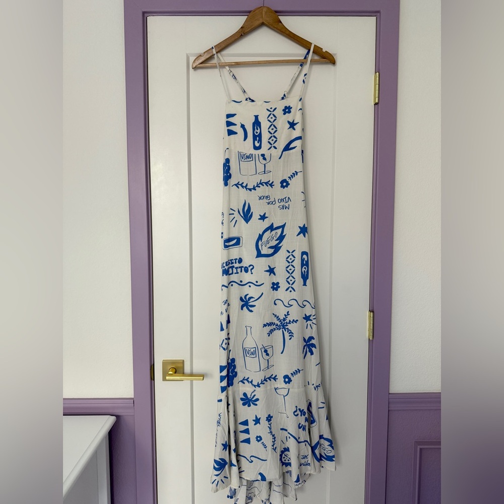 NWT Blue and White Summer Maxi Dress Paper Heart